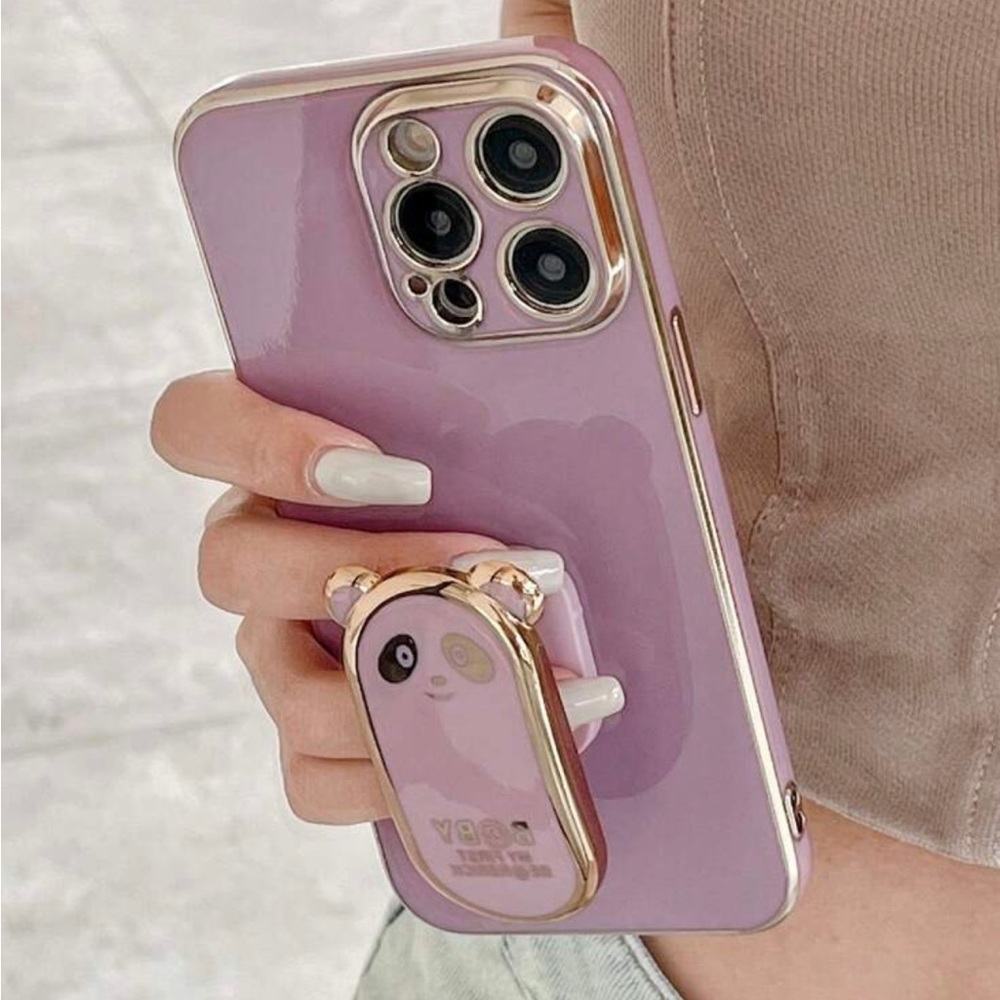 Plating Phone Case With Stand-Out Phone Grip iphone 14 pro max